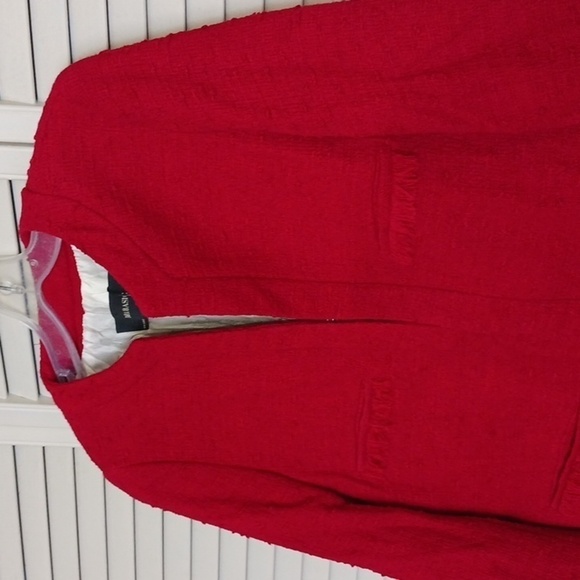 Zara Long-line Red Tweed Blazer Jacket, Size M - Picture 4 of 15